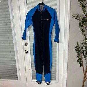 DiveSkins By Oztex Mens Black & Blue Full-Body Dive Suit M Stretch Fabric Front